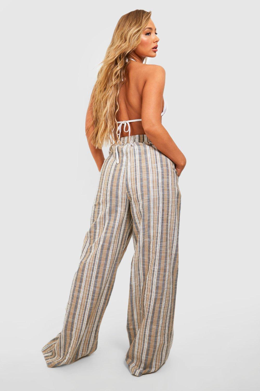 Ladies striped sale linen trousers